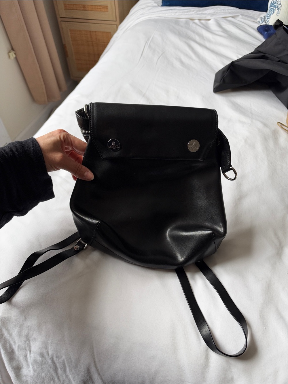 Vivienne Westwood Black Leather Backpack - Classic Women's Bag